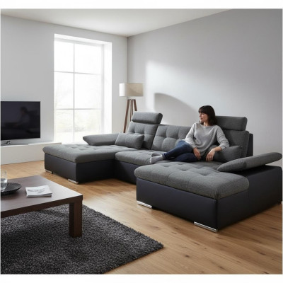 Hoekbank L-vorm bank woonlandschap set slaapfunctie bekleding design