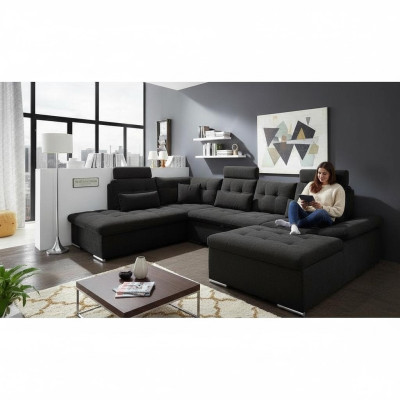 Hoekbank U-vorm Bank Design Bekleding Modern Textiel Opbergbox Slaapfunctie