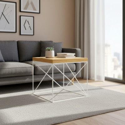 Bijzettafel salontafel Echt hout Massief meubilair Eik 55x55cm Nieuw Tafels