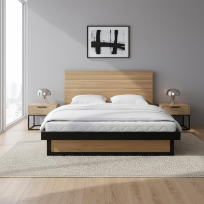 Tweepersoons hoogslaper houten bed lattenbodem eiken bed echtelijk massief houten meubelen