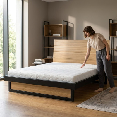 Loftbedden 140x200cm Massief Hout Slaapkamer Meubels Echt Houten Bed Eik Metaal