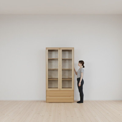 Klassieke vitrinekast Vitrine Handgemaakt Massief houten kast Houten kasten