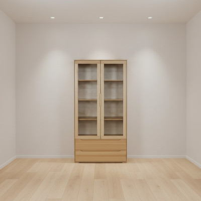 Klassieke vitrinekast Vitrine Handgemaakt Massief houten kast Houten kasten