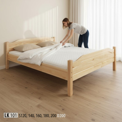 Houten bed Echt hout Tweepersoonsbed Slaapkamer Hotel 180x200 Stijl Massief meubilair