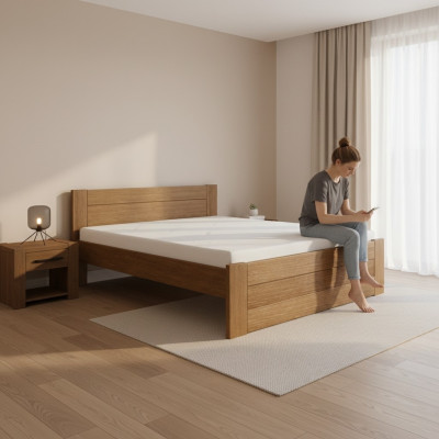 Houten bed Echt houten bed Bedden Hotel 200x200 Stijl Massief meubilair Slaapkamer