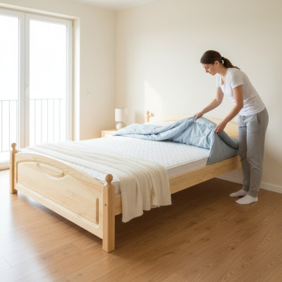 Houten bed Echt houten bed Bedden Slaapkamer Hotel 200x200 Stijl Massief meubilair