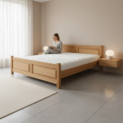 Bedden Houten bed Echt houten bed Slaapkamer Hotelstijl Massief meubilair