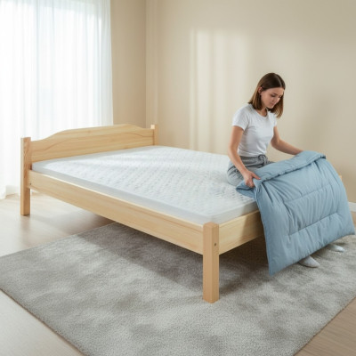 Houten bed Echt houten bed Hotel 200x200 Stijl Massief meubilair Slaapkamer