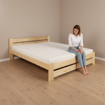 Massief houten bed 200x200 tweepersoonsbed massief grenen Echt houten bed massief houten bed nieuw