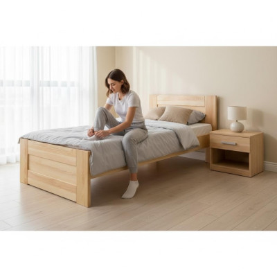 Bed Hout Massief Slaapkamer Bedden 100x200cm Eenpersoonsbed Massief meubilair Meubels
