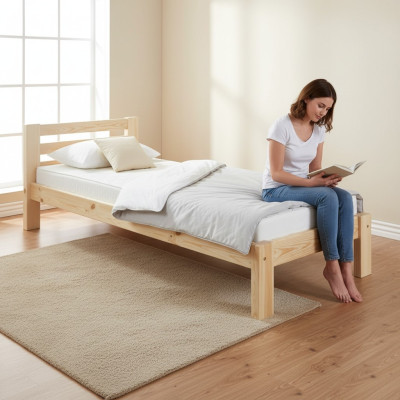 Bed Eenpersoonsbed Grenen bed Grenen massief houten bed 100x200 Bedframe Hout Nieuw