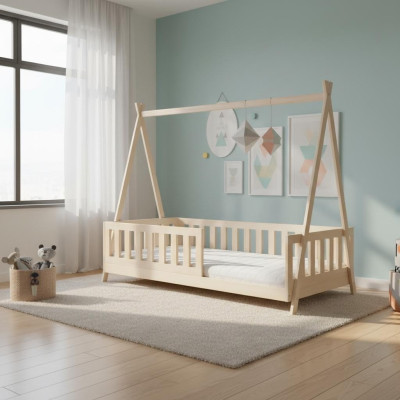 Houten bed Echt houten bed Bedden Hemelbed Hotel 90x200 Stijl Massief meubilair Nieuw