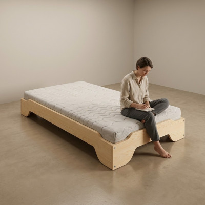 Massief houten bed 90x200 eenpersoonsbed massief grenen bed massief houten bed hout Nieuw