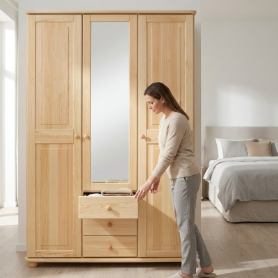 Kledingkast grenen kast massief hout slaapkamerkast kasten landhuis nieuw