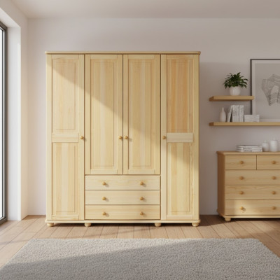 Echt hout Massief houten kledingkast Kast Slaapkamerkast Massief Nieuw