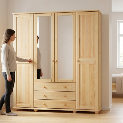Kledingkast Kasten Kast Wandkast 4 deuren Hout Meubels Slaapkamer Nieuw