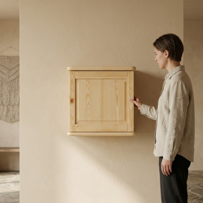 Wandkast Hangkast Opbergkast Keuken Bad Massief houten meubels Echt houten plank