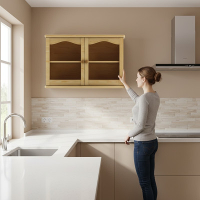 Wandkast Keukenkast Massief houten meubels Houten meubels Handgemaakt Kast Dressoir