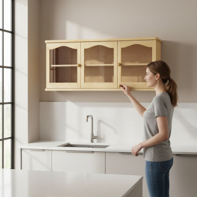 Wandkast Hangkast Opbergkast Keuken Bad Massief houten meubels Massief houten vitrine