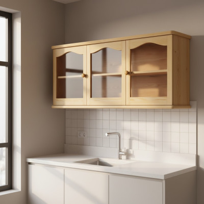 Wandkast Hangkast Opbergkast Keuken Bad Massief houten meubels Massief houten vitrine