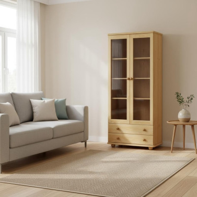 Vitrine Woonkamer dressoir Massief houten vitrinekasten Glazen kast Echt hout