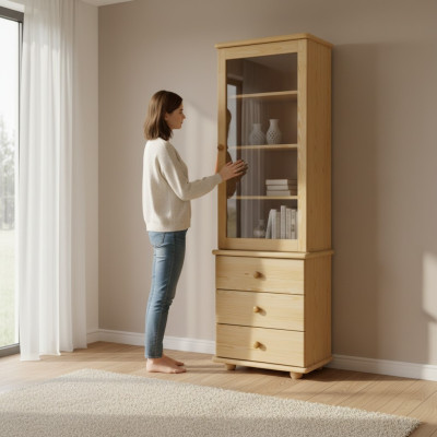 Vitrine Woonkamer meubels hout Vitrines Glazen kast Plank Dressoir Nieuw Massief