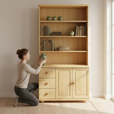 Boekenkast Boekenwand Houten rek Plank Kast Wandkast Houten meubels Handgemaakt