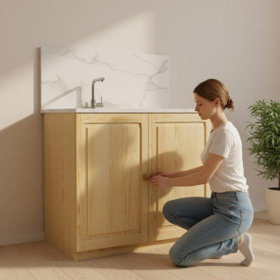 Wastafelonderkast Badkast Badkamerkast Ladenkast Massief Houten Meubels Nieuw