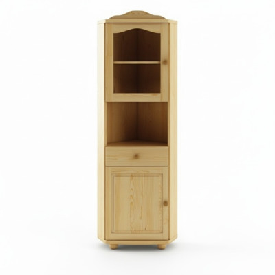Glasvitrine Hoekvitrine Hoekkast Echt hout Massief hout Nieuw Vitrinekasten