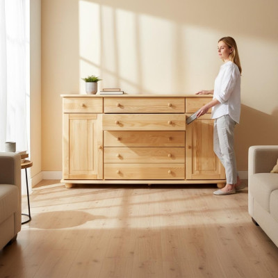 Sideboard Ladenkast Massief dressoir Kast Meubels Ladenkasten Massief houten kasten Nieuw