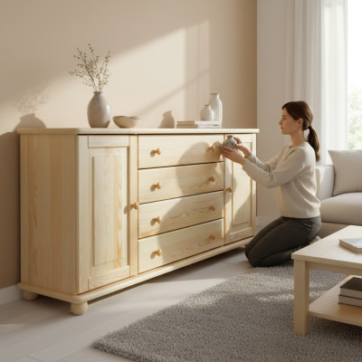 Dressoir Massief commode Sideboard Kast Meubels Ladenkast Massief hout Lowboard Nieuw