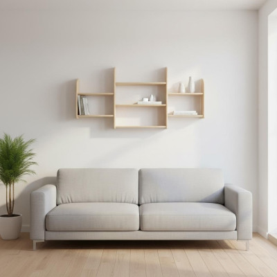 Wandplank Hout Den massief 150x69cm Massief hout Wandrek Bloemenrek Hangrek