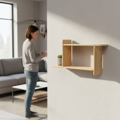 Handgemaakt wandrek plank boekenplank woonwand woonkamer muurplank massief hout