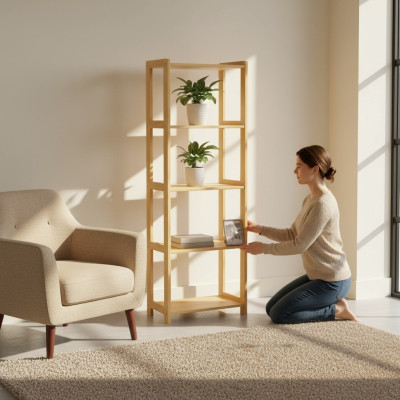 Houten rek boekenkast wandplank archiefkast kast kantoor staande plank massief hout nieuw