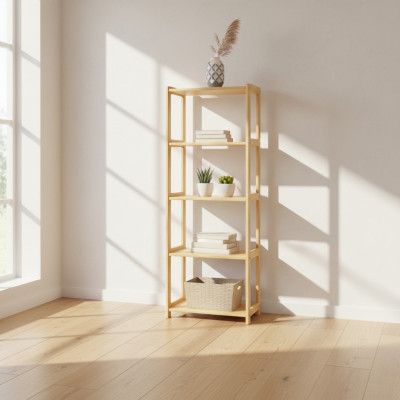 Houten rek boekenkast wandplank archiefkast kast kantoor staande plank massief hout nieuw