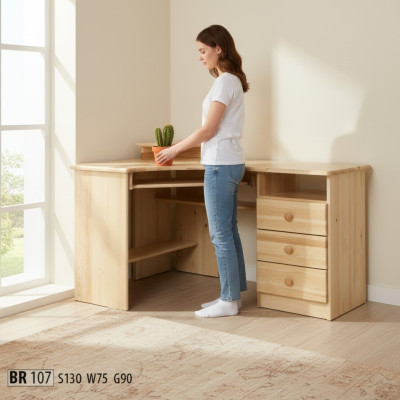 Schrijftafel Tafel Hout Schrijftafels Hoektafel Computer Massief Echt hout