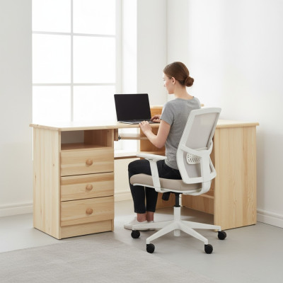 Tafel Houten bureau Tafels Hoektafel Computertafel Massief echt hout