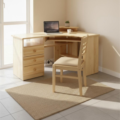 Tafel Houten bureau Tafels Hoektafel Computertafel Massief echt hout