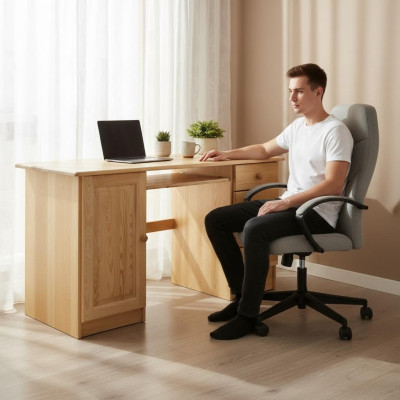 Schrijftafel computerbureau schrijftafel massief hout massief houten tafel kantoormeubelen tafels