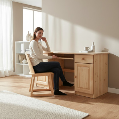 Schrijftafel Houten tafel Kantoor tafel Tafel Kantoormeubilair Massief hout Computertafel