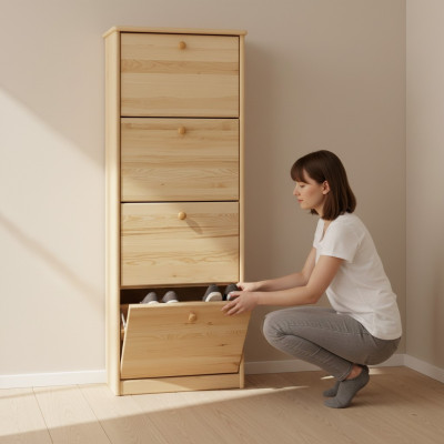 Schoenenkast vak dressoir massief houten meubels schoenenrek plank