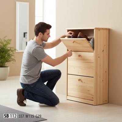 Schoenenkast Schoenenlade Opbergen Halcommode Hal Massief Houten Meubels Ladenkast