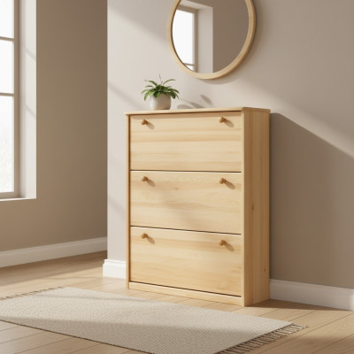 Schoenenkast handgemaakte ladekast Hal commode van hout 3 vakken