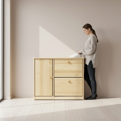 Schoenenkast Vak Commode Echt hout Massief meubilair Schoenenkast Schoenenrek Rek
