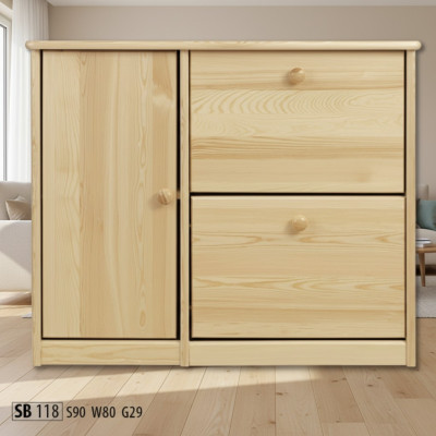 Schoenenkast Vak Commode Echt hout Massief meubilair Schoenenkast Schoenenrek Rek