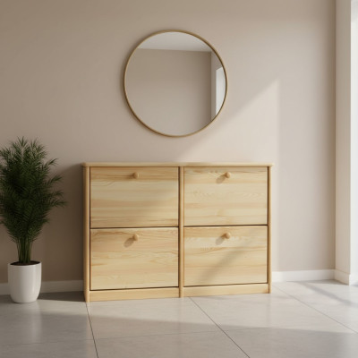 Schoenenkast 4-laagse commode Echt hout Massief meubels Schoenenkast Schoenenrek Rek
