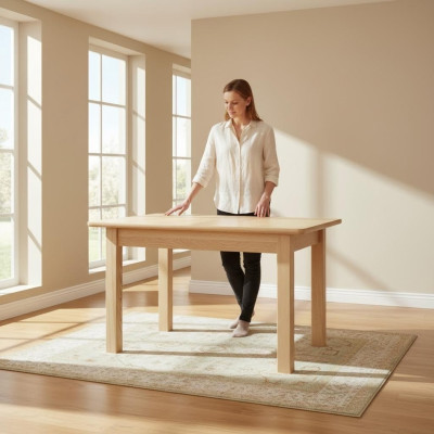 Eettafel Hout Tafels Woon- Eetkamer Tafel 120/170x80cm Massief Houten Eettafels