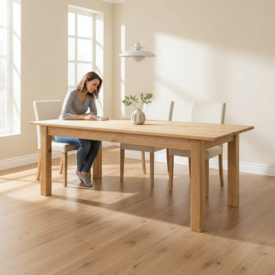 Tafel Eettafel Massief meubilair Eetkamer 200x90cm Echt hout Massief nieuw Tafels