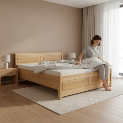 Bed Hout Massief Slaapkamer Bedden 100x200 cm Eenpersoonsbed Massiefmeubelen