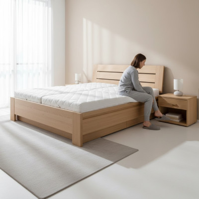 Houten bed Echt houten bed Bedden Slaapkamer Hotel Landhuis Stijl Massief meubilair